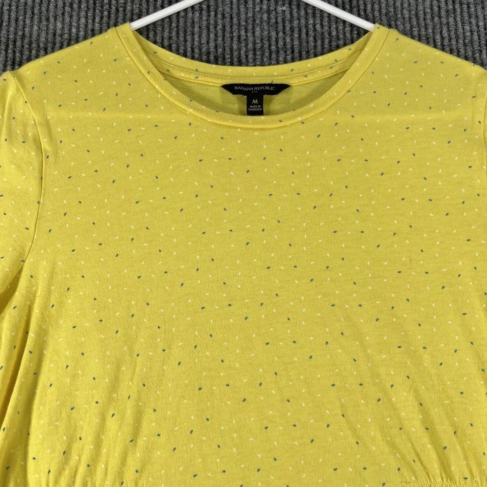 Banana Republic Shirt Womens Medium Yellow Short Sleeve Blouse Top Lightweight